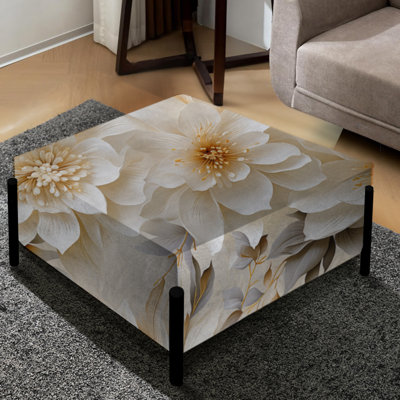 Motif bohémien blanc à motif floral de fleurs de chrysanthème