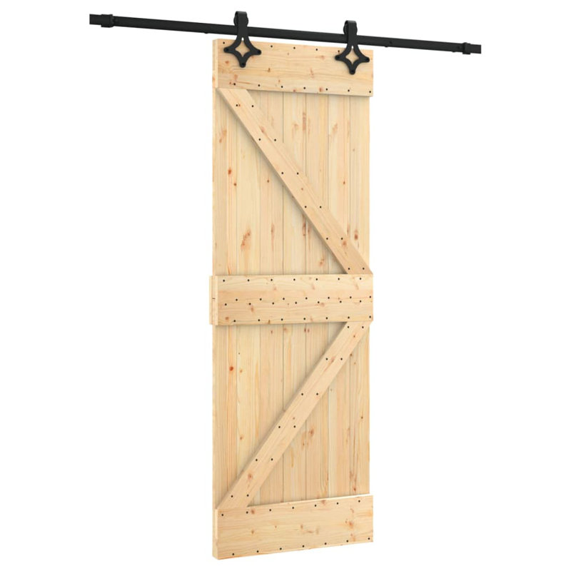 Porte coulissante avec quincaillerie Vidaxl, 27,6 po x 82,7 po, Noir/naturel