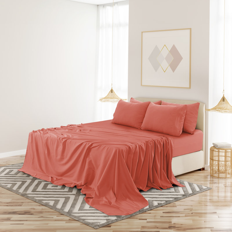 Lux Decor 6-Piece Ultra-Soft Microfiber Sheet Set Deep Pocket Fitted Sheet, Wrinkle & Fade-Resistant, Hotel Quality Bedding