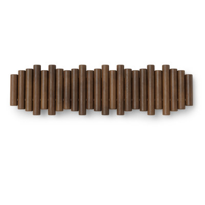 Picket Coat Rack, Wall Mount 8 Flip-Down Coat Hooks, Walnut