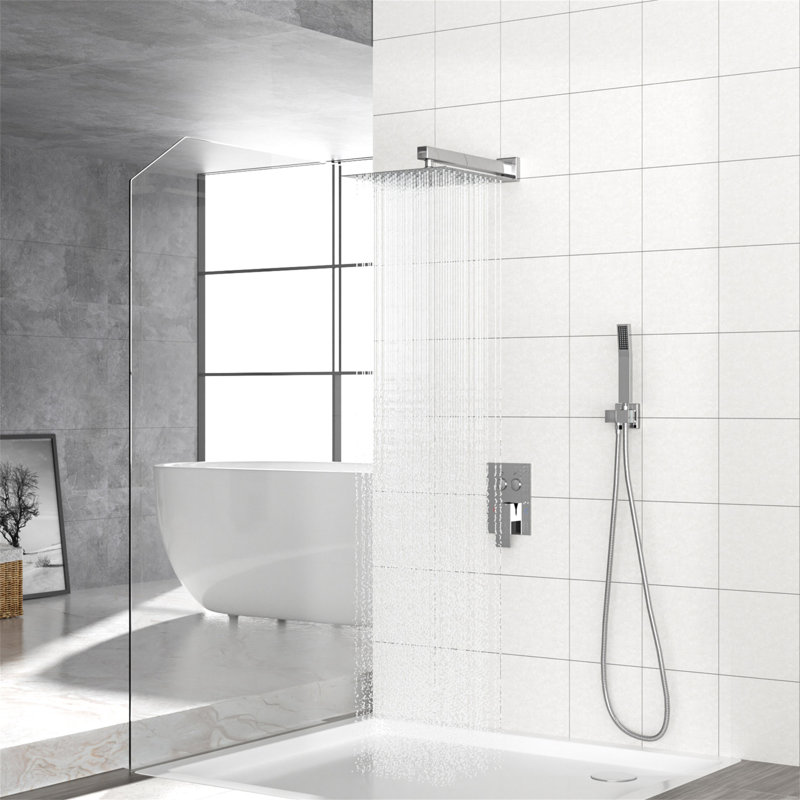 Dual Shower Head - 10 Inch Wall Mounted Square Shower System With Rough-In Valve