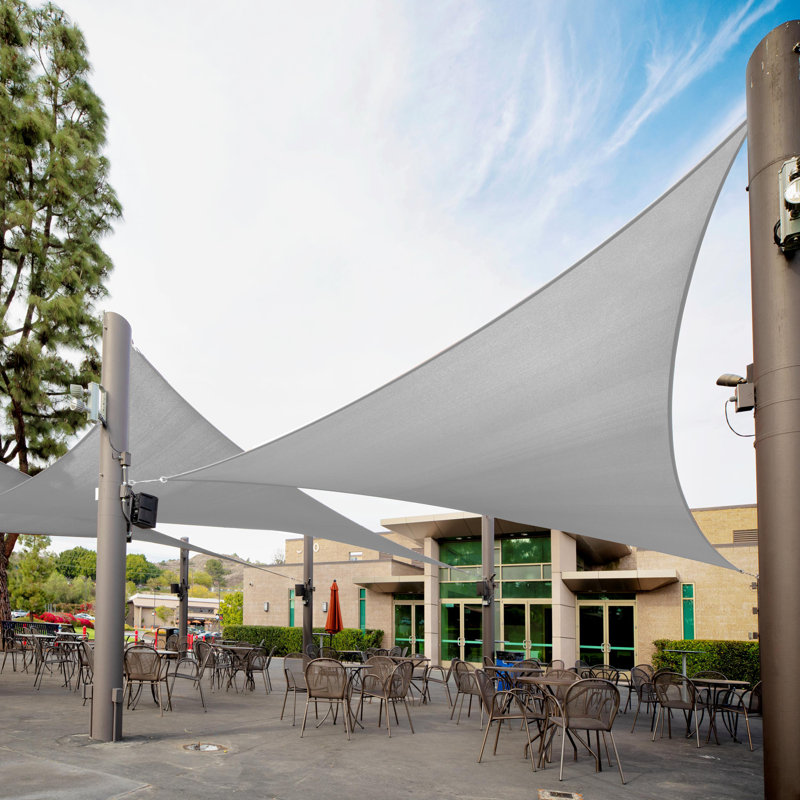 Gray 24 ft Triangle Sun Shade Sail with Stainless Steel Hardware Kit