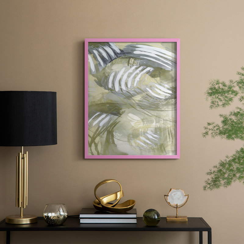 Reproduction encadrée de citronnelle embelli II - bois massif, H 15 po x l 12 po, Encadré rose
