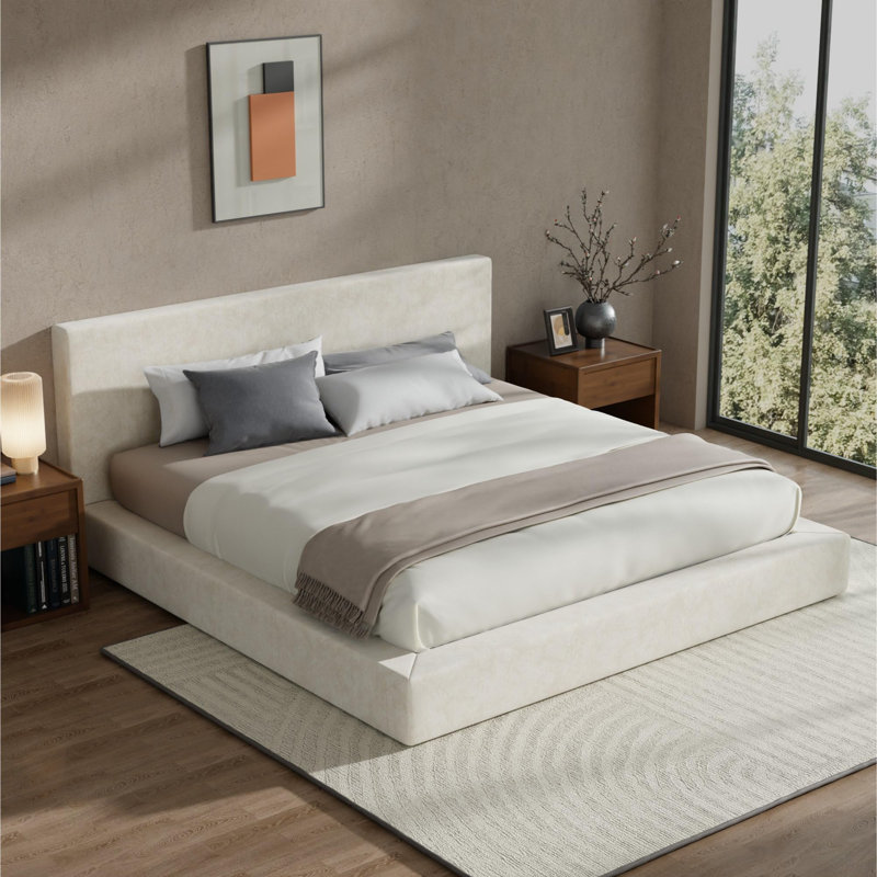 Lit plateforme tapissier sans assemblage, Queen