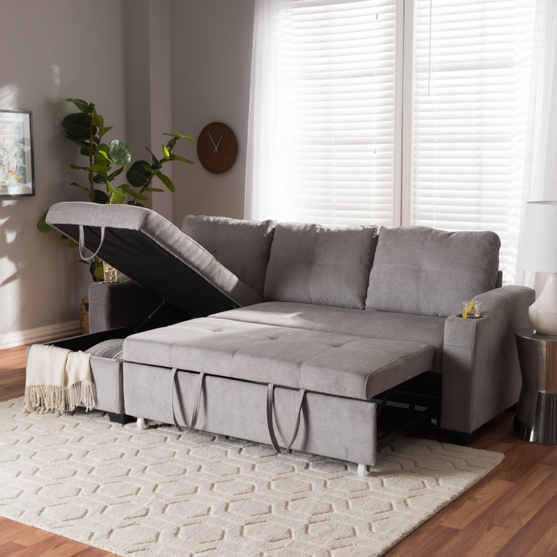 Aaf Upholstered L-Shaped Sectional Left Hand Facing, Light Gray 100% Polyester