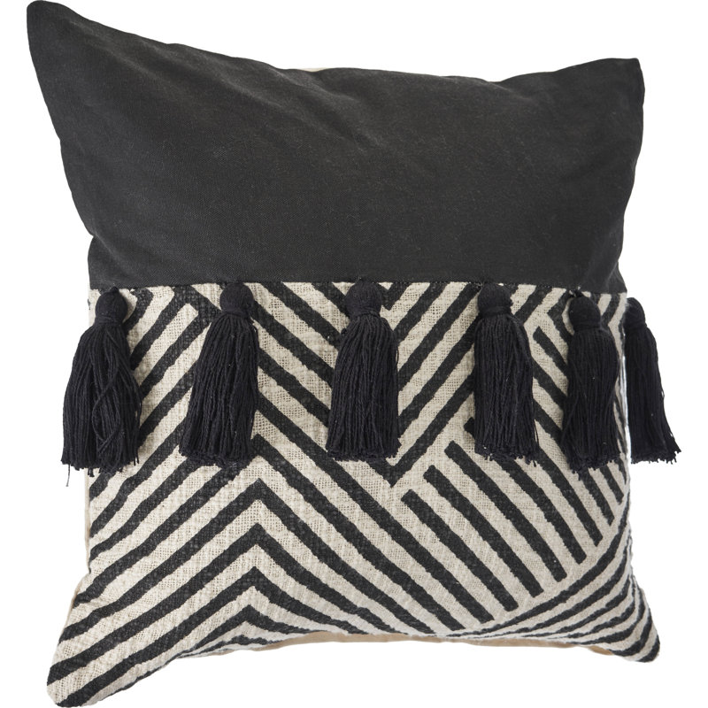 Housse de coussin en coton Tassels, polyester