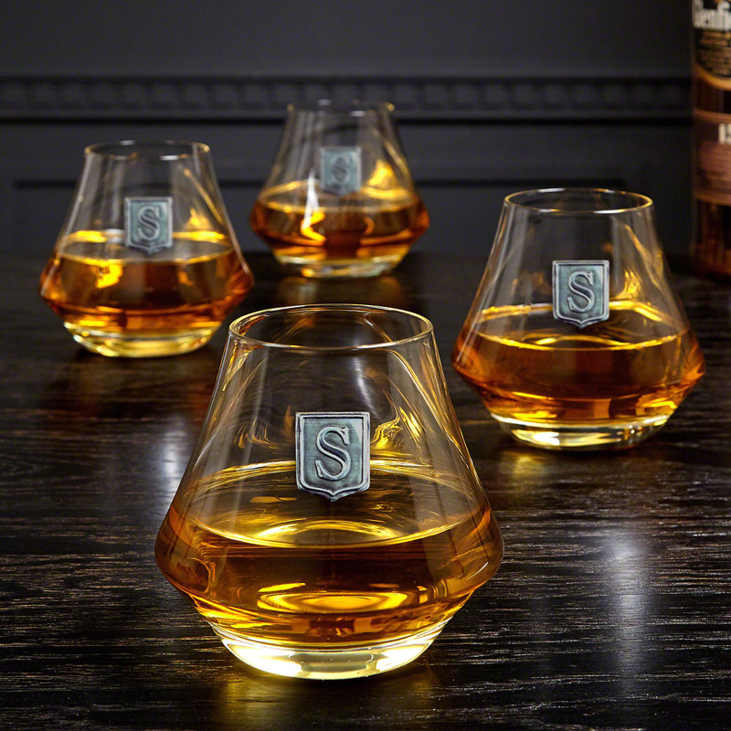 Idabel 9 oz. Personalized Whiskey Glasses Set, 4 pc, Yes