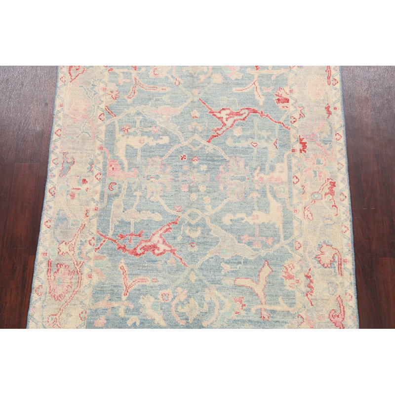 Tapis décoratif en laine noué à la main de conception unique 4 pi 9 po x 6 pi 9 po New Age