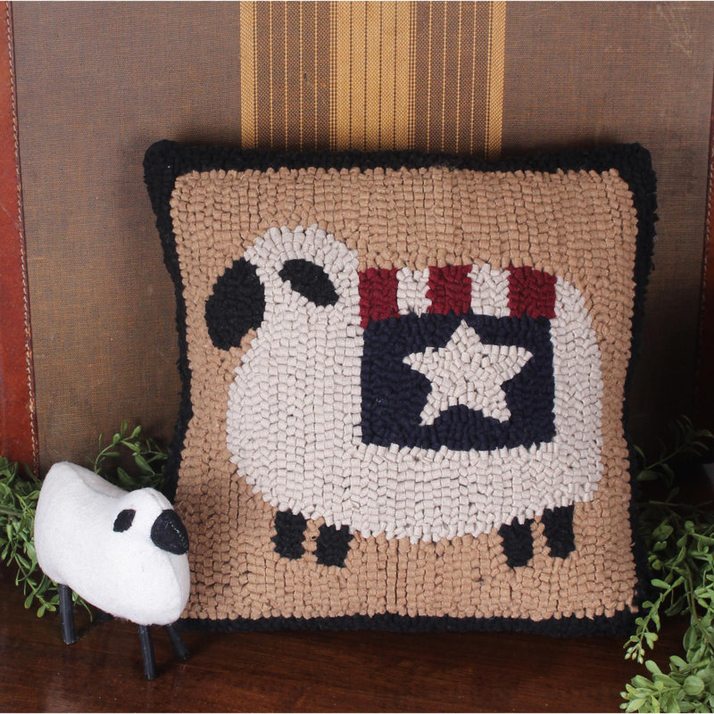 Multi Wool Hooked Reversible Throw Pillow