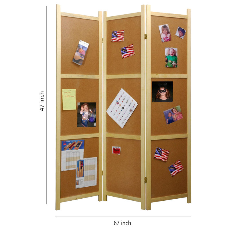 Manor 47'' W x 67'' H 3 - Panel Solid Wood Folding Room Divider