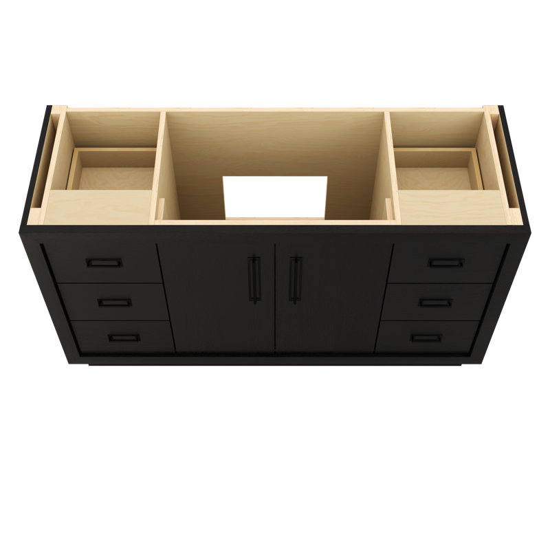 Avalon Single Extra Wide Bath Vanity, Classic Black, Matte Black, 60"