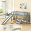 Lit mezzanine simple en bois avec glissoire et échelle-1502339764
