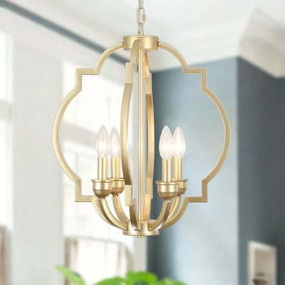 Lustre de style lanterne à 4 lumières de style lanterne géométrique à 4 lumières de 15,74 po de style campagnard