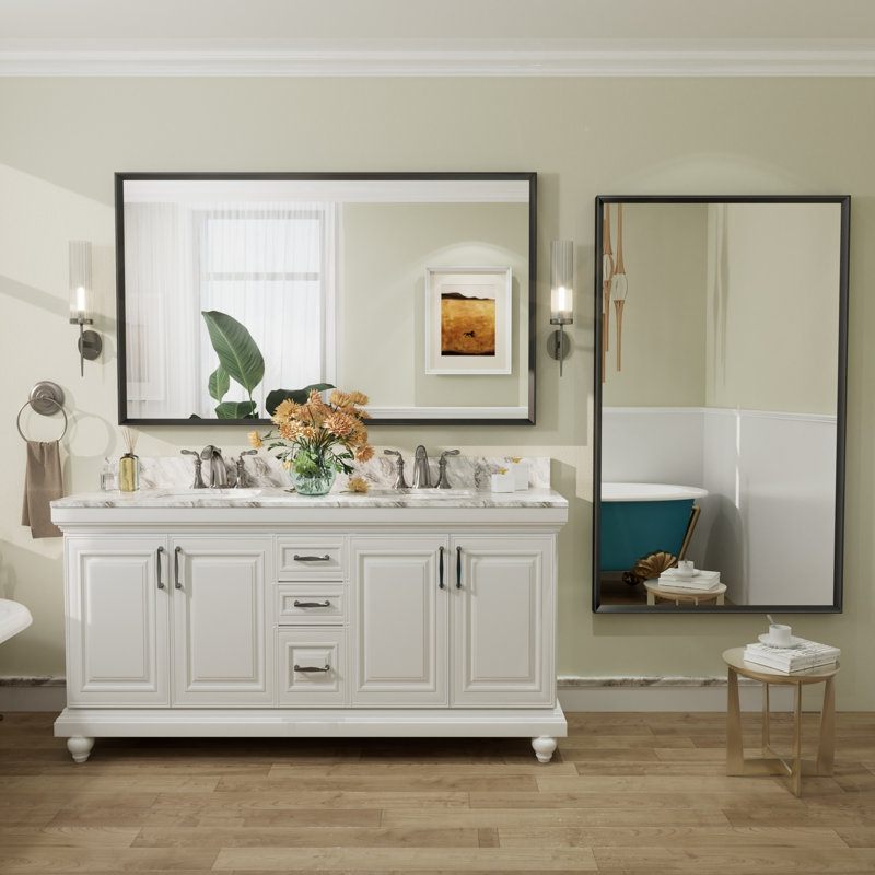 Miroir mural Amara, 60 po x 36 po, Matte Black