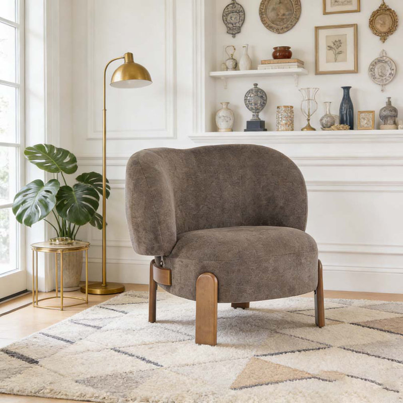 Fauteuil à oreilles, Marron foncé