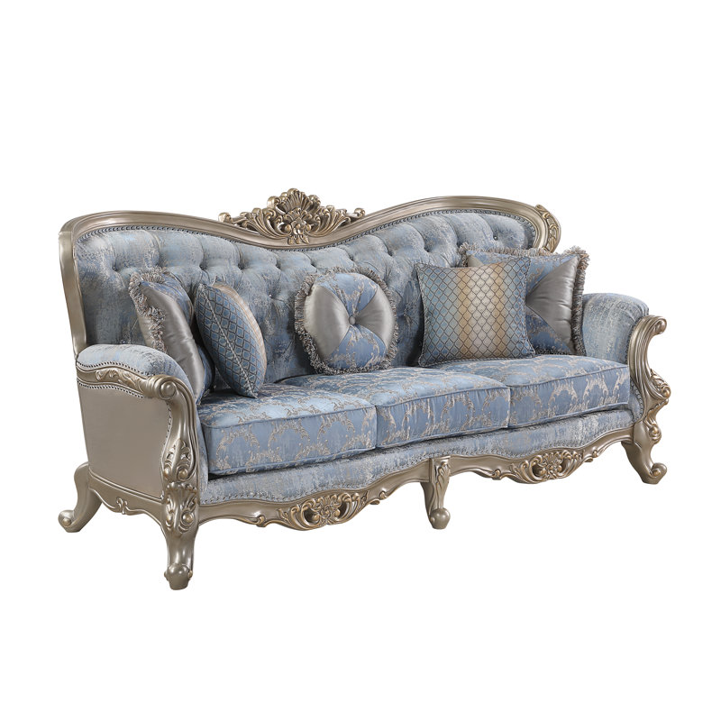 Monarch Sofa in Blue and Champagne