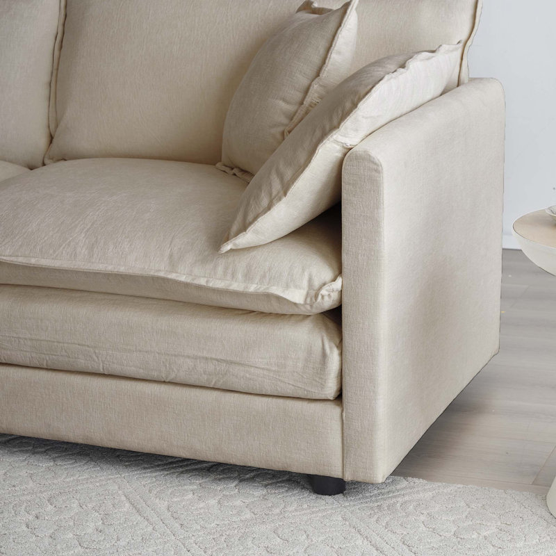 Canapé modulaire surdimensionné en L modulaire, Chenille beige, H 33 po x l 111,5 po x P 35 po