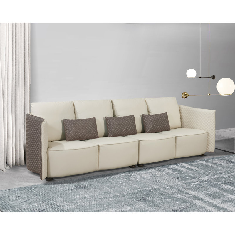 Makassar Sofa, Lite Gray/Taupe Genuine Leather