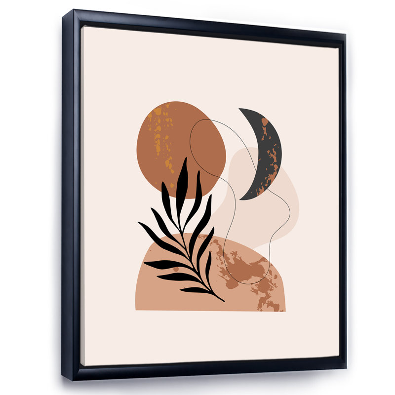 Moon and Sun Shapes in Retro Terracotta Tones I - Floater Frame, reproduction d'art sur toile, H 40 po x l 30 po x 1,5 po