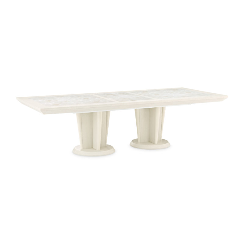 Rectangle Oak Extendable Double Pedestal Dining Table