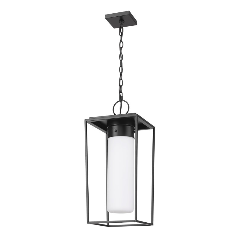 Lanterne suspendue d'extérieur noire à 1 ampoule Jadine, H 119 po x l 10 po x P 10 po