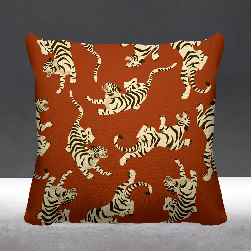 Outdoor Reversible Throw Pillow, 19W" x 19H", Burnt Orange