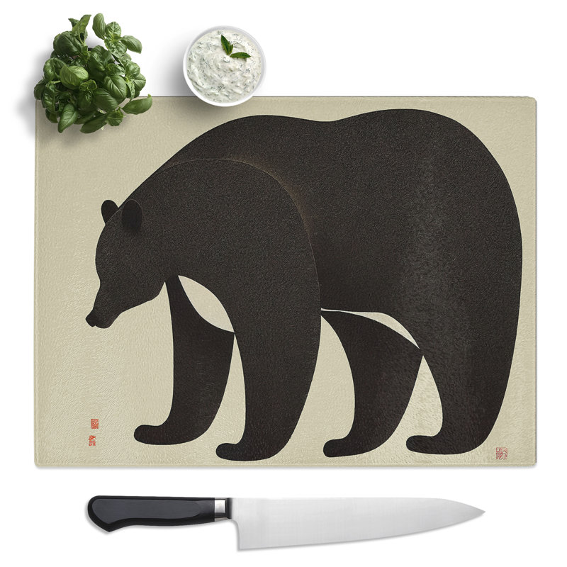 Japanese Bear  Glass Chopping Board