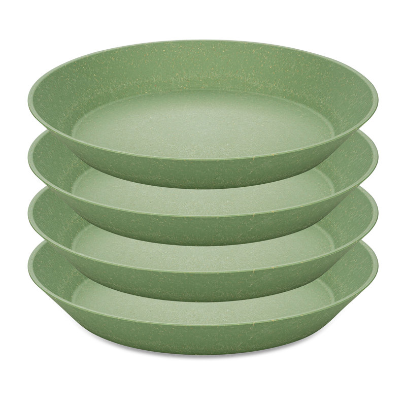Koziol 4 Piece Connect Plate set, bowls, plastic-wood mix, 24cm, Green