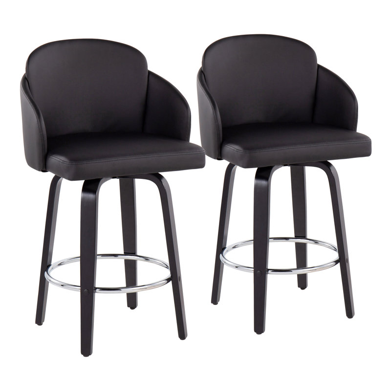 Tabouret tournant 25 "Violetta, Velours noir, Noir