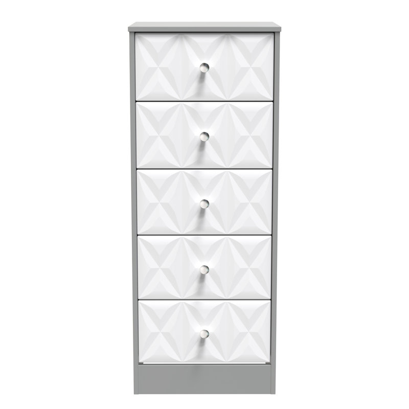San Jose Bedside Table, White Matt/Dusk Grey