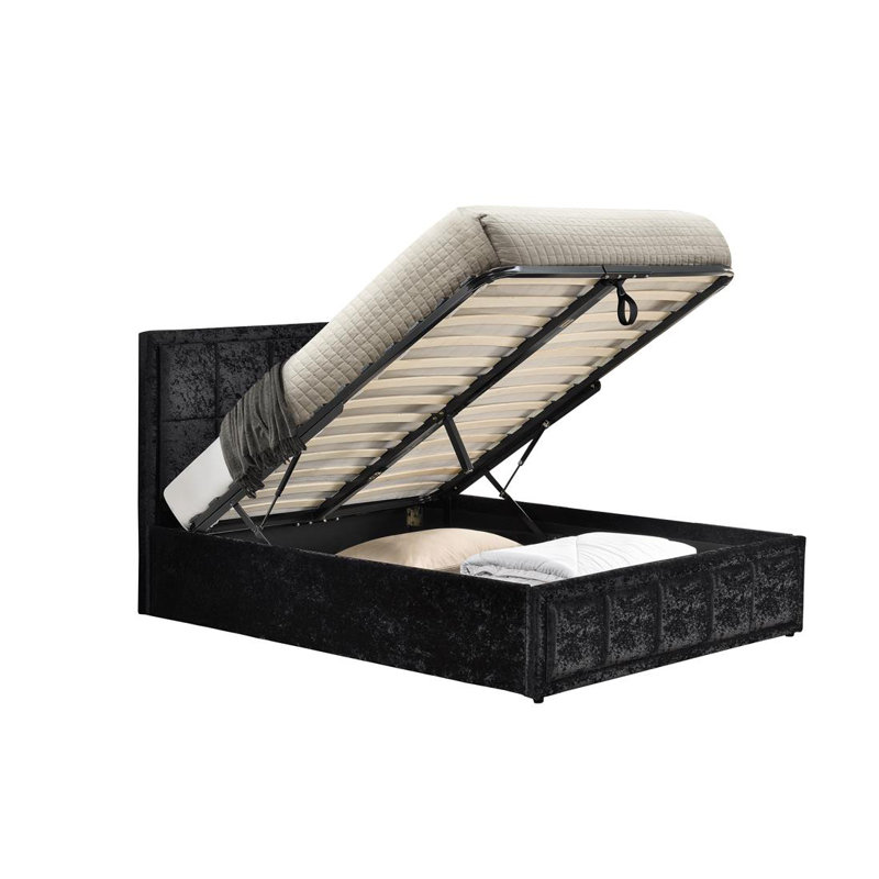 Aween Upholstered Ottoman Bed, Black, Small Double (4')