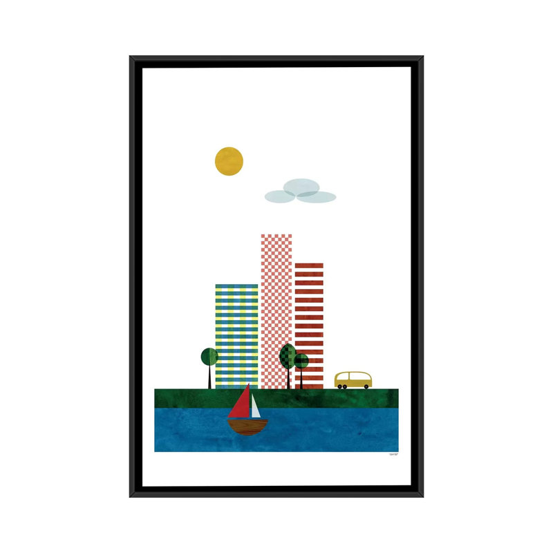 « skyscrapers », impression sur toile, H 26 po x l 18 po x P 1,5 po, Toile avec cadre noir, Pas de tapis