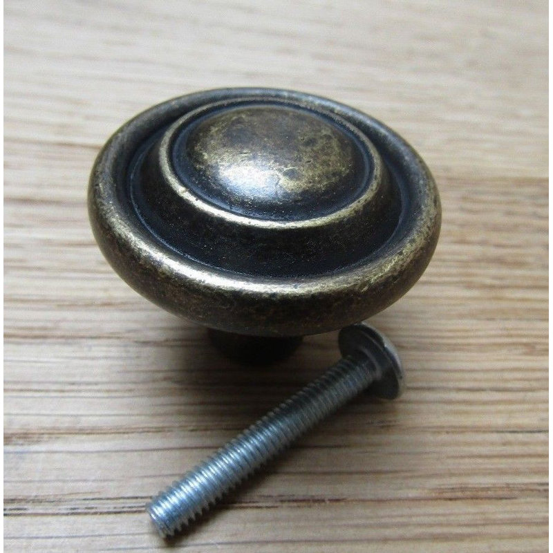 Clem 30mm Diameter Mushroom Knob, Antique Brass