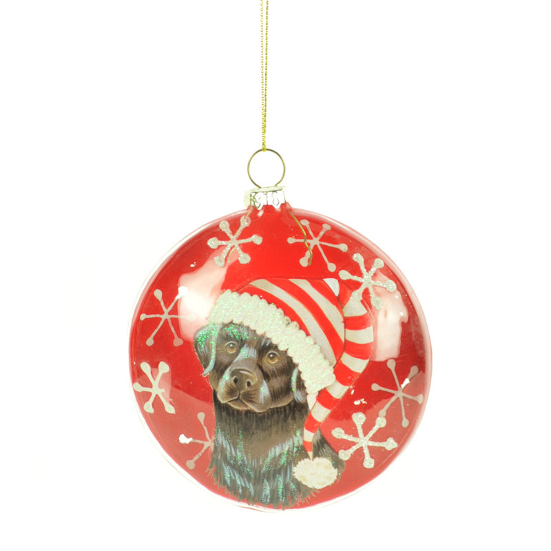 Ornement en forme de verre plat de style Yorkshire Terrier, Labrador Retriever