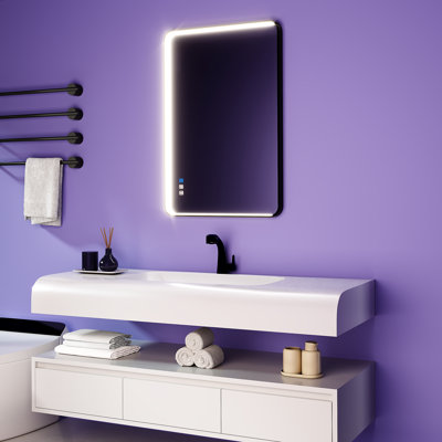 LED Aluminum Framed Wall Bathroom Vanity Mirror in Black