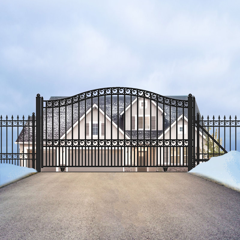 ALEKO® Paris Style Single Slide Steel Driveway Gate with AC1400 Gate Opener, 12 in.