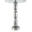 Lampe de table moderne en métal empilable avec détails en verre et abat-jour en lin-473028502