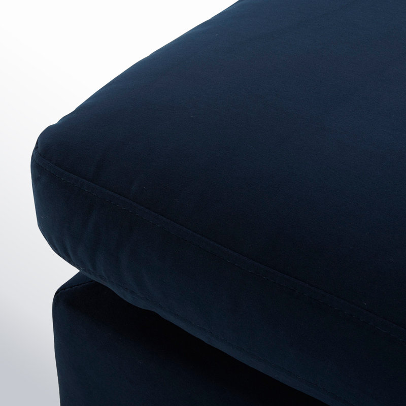 Repose-pieds rectangulaire rembourré 45 po Fleetwood, Velours performance indigo Haven