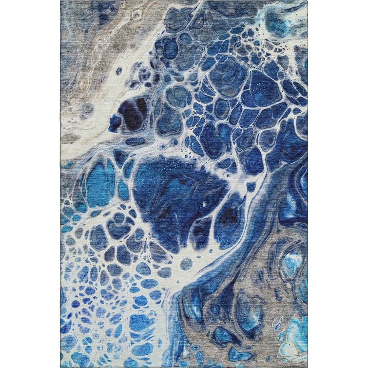 Premium Machine Washable Prisco Navy Rug