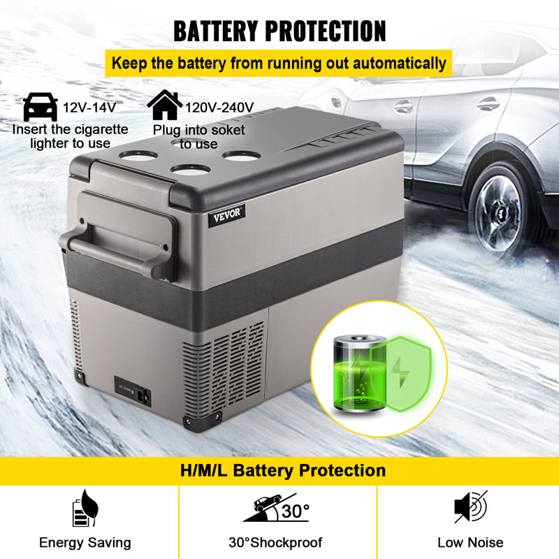 VEVOR 12V Car Refrigerator 45L Portable RV Freezer with App Control(-4℉~68℉) Dual-Zone Car Fridge