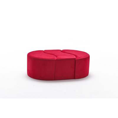 Modern Velvet Pouffe in Red, 47.2 x 15.7 x 31.5 inches | 100% Polyester with Wooden Body | Stylish & Functional Seating for Living Room, Entertainment Spaces | Eye-Catching Solid Color Design