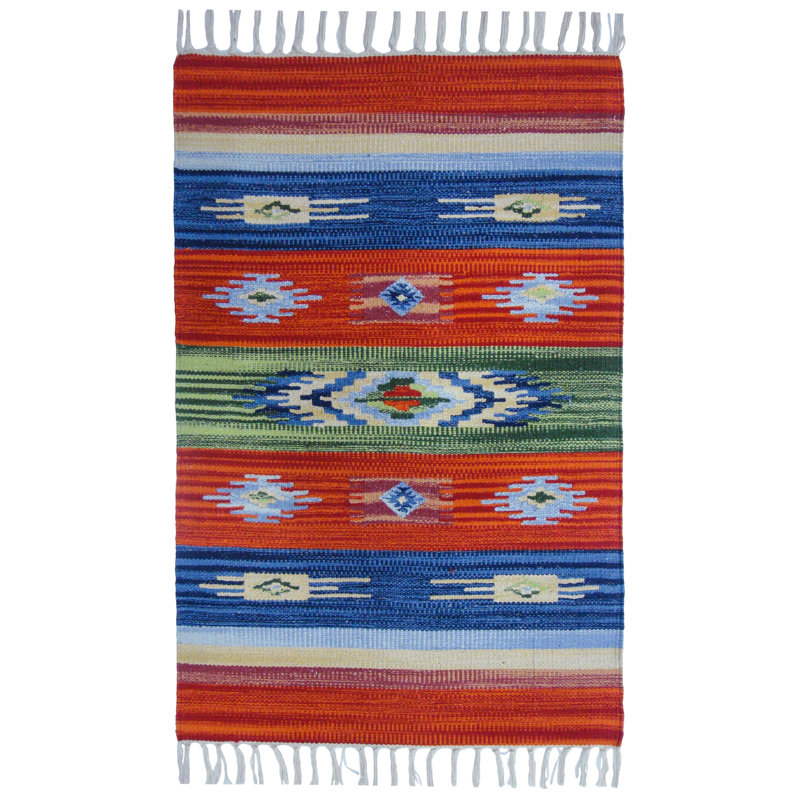 Southwestern Cotton Hand Woven Area Rug, Rectangle 60 x 90cm