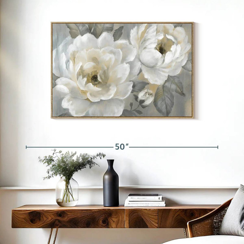 Pivoines parfaites, Cadre flottant en bois naturel, 37 po x 25 po