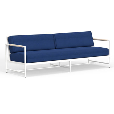 Sabbia 86.81'' Wide Rectangle Powder Coated Aluminum Patio Sofa with Sunbrella® Cushions