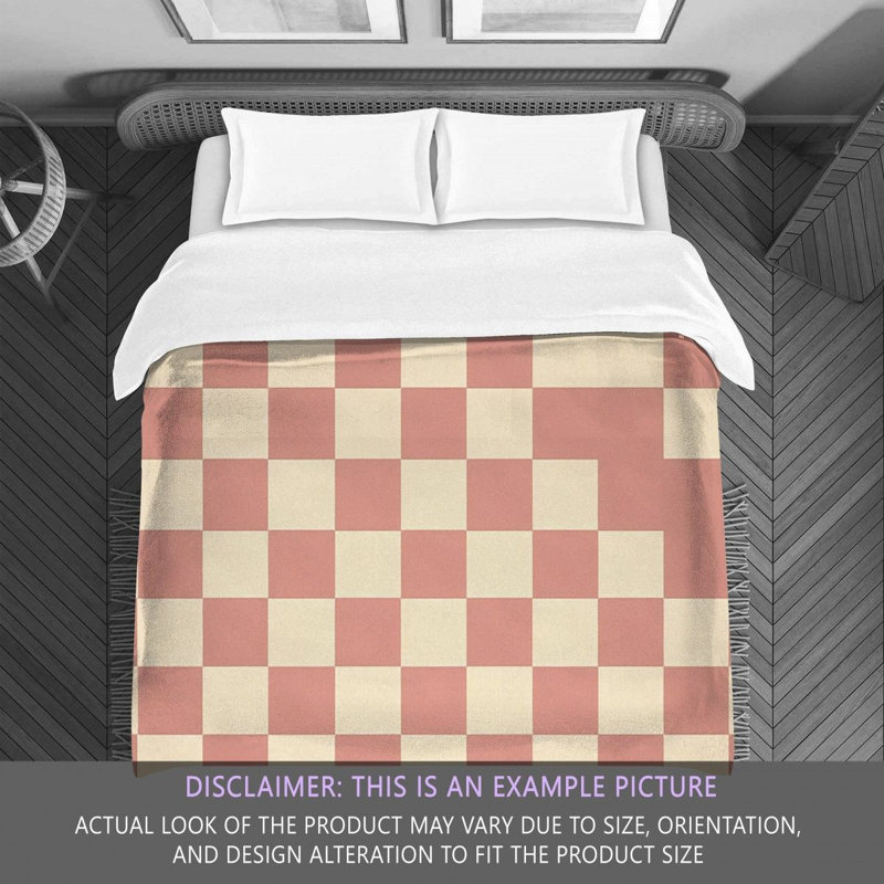 Machine Printed Comforter, Twin Comforter, Pink/Beige Checkered