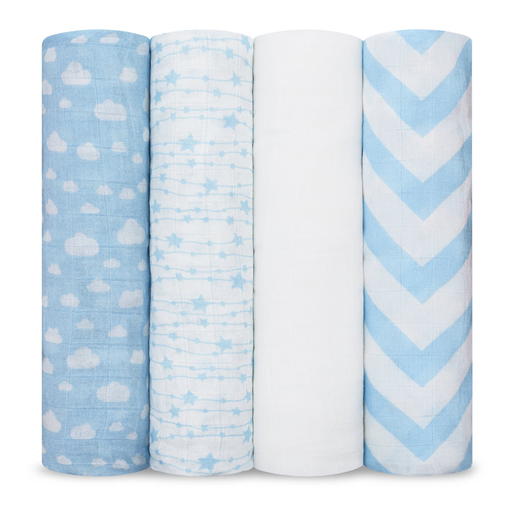 Comfy Cubs Muslin Swaddle Blankets (Pack of 4) - 47” x 47”, Soft Cotton, Large Swaddling Wrap Comfy Cubs 