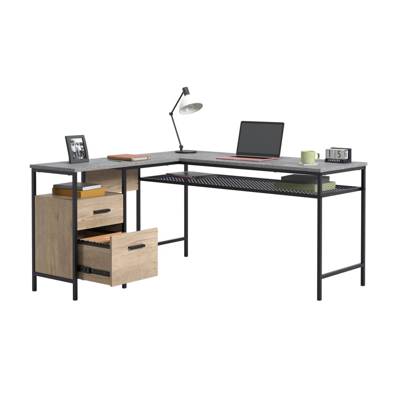 L-Shaped Executive Desk, Prime Oak