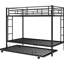 Lit simple superposé au-dessus d'un lit gigogne, structure en métal noir, lit gigogne polyvalent relaxant noir, repos pratique-165283473