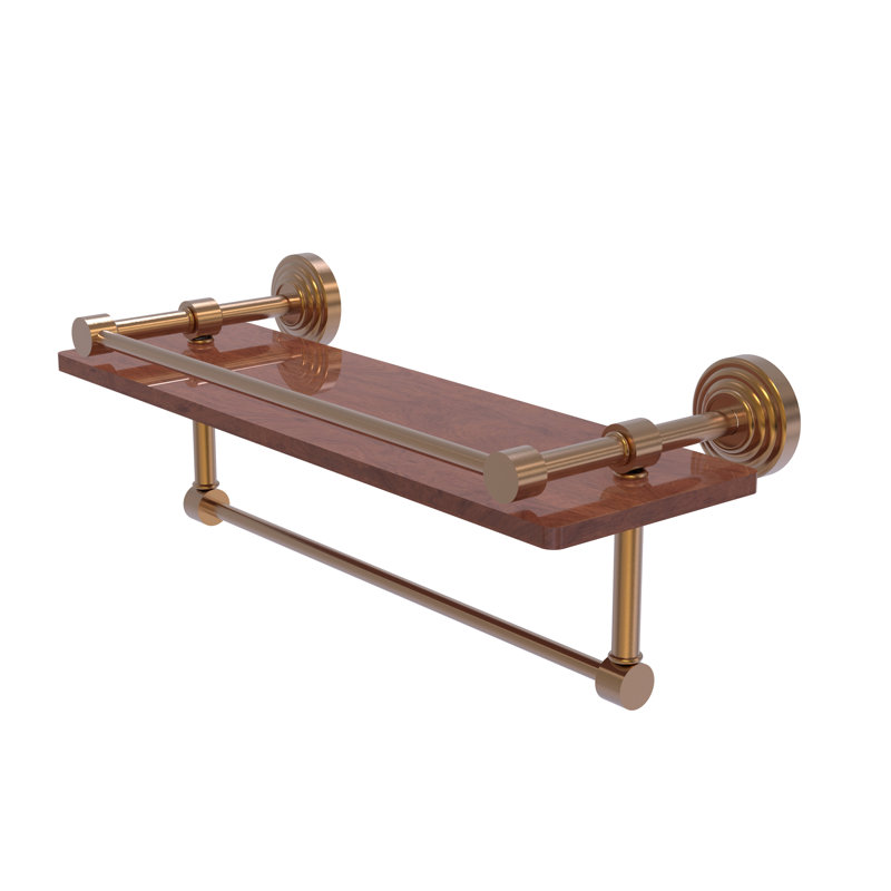 Beresford Bracket Shelf with Towel Bar, Brushed Bronze, 5" H x 16" W x 5" D