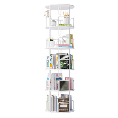 Bibliothèque rotative rotative à 5 niveaux, bibliothèque pivotante, bibliothèque rotative étroite à 360 degrés, bibliothèque de rangement ronde à rotation verticale, organisateur de bibliothèque de livres